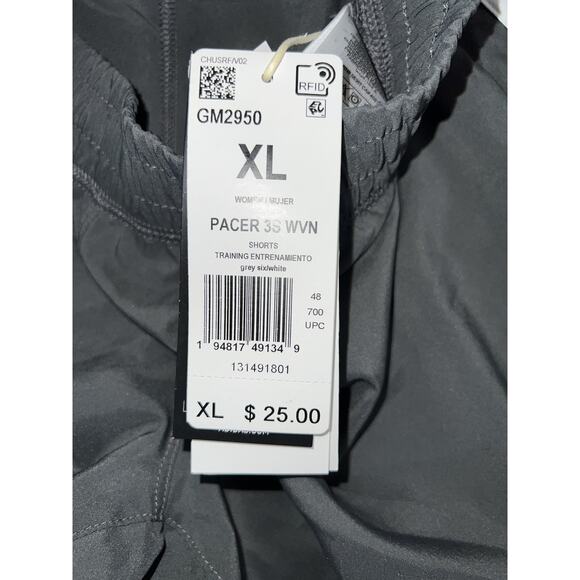 Adidas Pacer 3S Woven Shorts Womens XL Grey Six White Aeroready Training Gym - Picture 4 of 6